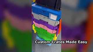 Aangepaste plastic bewegende krat met zijlabelhouder | OEM/ODM-container met bevestigd deksel