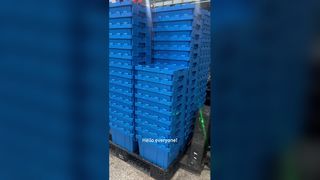 Container met bijgevoegde deksel en plastic verhuiskratten voor logistiek