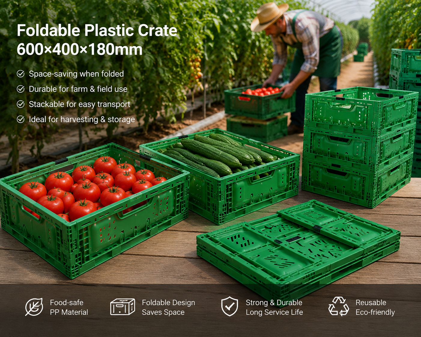 Laatste bedrijfsblogs Hoe 600×400 opvouwbare plastic kratten de efficiëntie verbeteren, van de oogst op de boerderij tot aan de exportdistributie