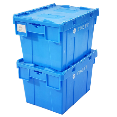 kopen Stapelbare, niet-stapelbare plastic kratten met een bevestigd deksel, buitenmaat 400*300*260 mm online vervaardiging