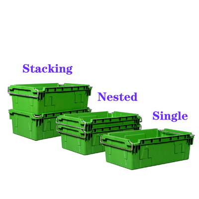 kopen 45L plastic krat met stapel en nest omzet verplaatsbare container nesting plastic krat met handvat online vervaardiging