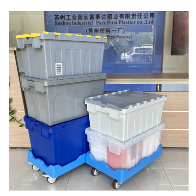 kopen Niet-stapelbare en stapelbare plastic krat met deksels Interne grootte 550*370*350mm Recycleerbaar online vervaardiging