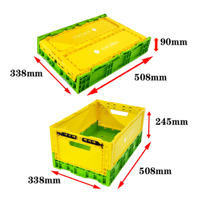 kopen Zware kleurige plastic opslagkisten PP-type vouwbaar Grootte 508x338x100mm online vervaardiging