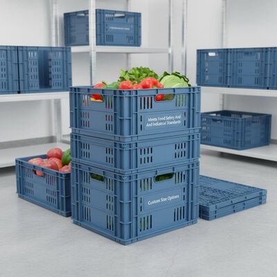 kopen Voldoet aan voedselveiligheid en industriële normen Gepaste plastic kratten opvouwbaar met maat aanpassingsmogelijkheden Geschikt voor voedselopslag online vervaardiging