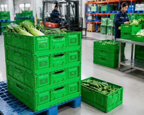 kopen Voldoet aan voedselveiligheid en industriële normen Aanpassing van plastic kratten met aanpasbare handvatpositie Duurzame opslag voor industrieel gebruik online vervaardiging