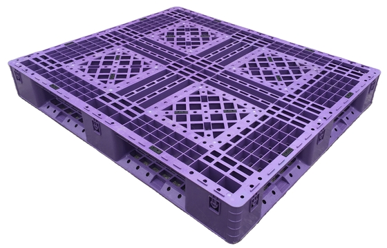 Stapelbare blauwe plastic pallets 1200x1000mm 4weg toegang eenzijdig