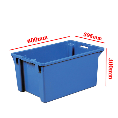 600x400x300mm Plastic opslag kratten rechthoekige solide Nestable krat verplaatsende omzet totes