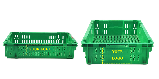 Maasstabiel krat Plastic omzetdozen Stapelbare opslag fruit krat