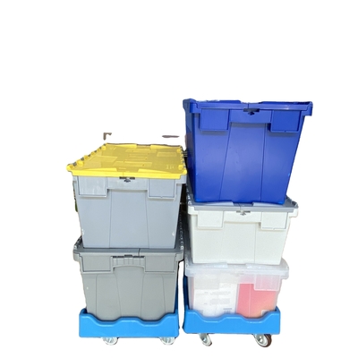 Logo zijdeprinten zware stapelbare plastic dozen voor herbruikbare opslagoplossingen
