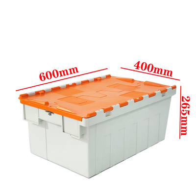 Op maat gemaakte bestelling Bevestigbaar met deksel Plastic Moving Storage Box met slot deksel Tote Crate