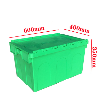 550x370x320mm vouwbaar stapelbaar krat verplaatsbaar plastic met bevestigd dekselcontainer