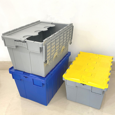 Instabiele kist bevestigd deksel Container Plastic opslagstapelbaar 600 * 400 * 315mm Pp Heavy Duty