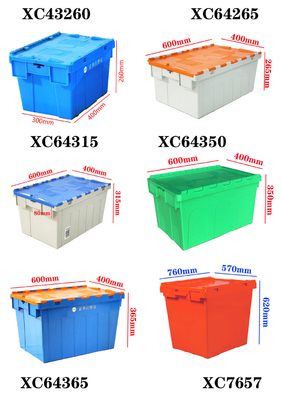 Opbergcontainer met bevestigd deksel niet-stabiele kist 600*400*315 mm zware kist met gesloten deksel